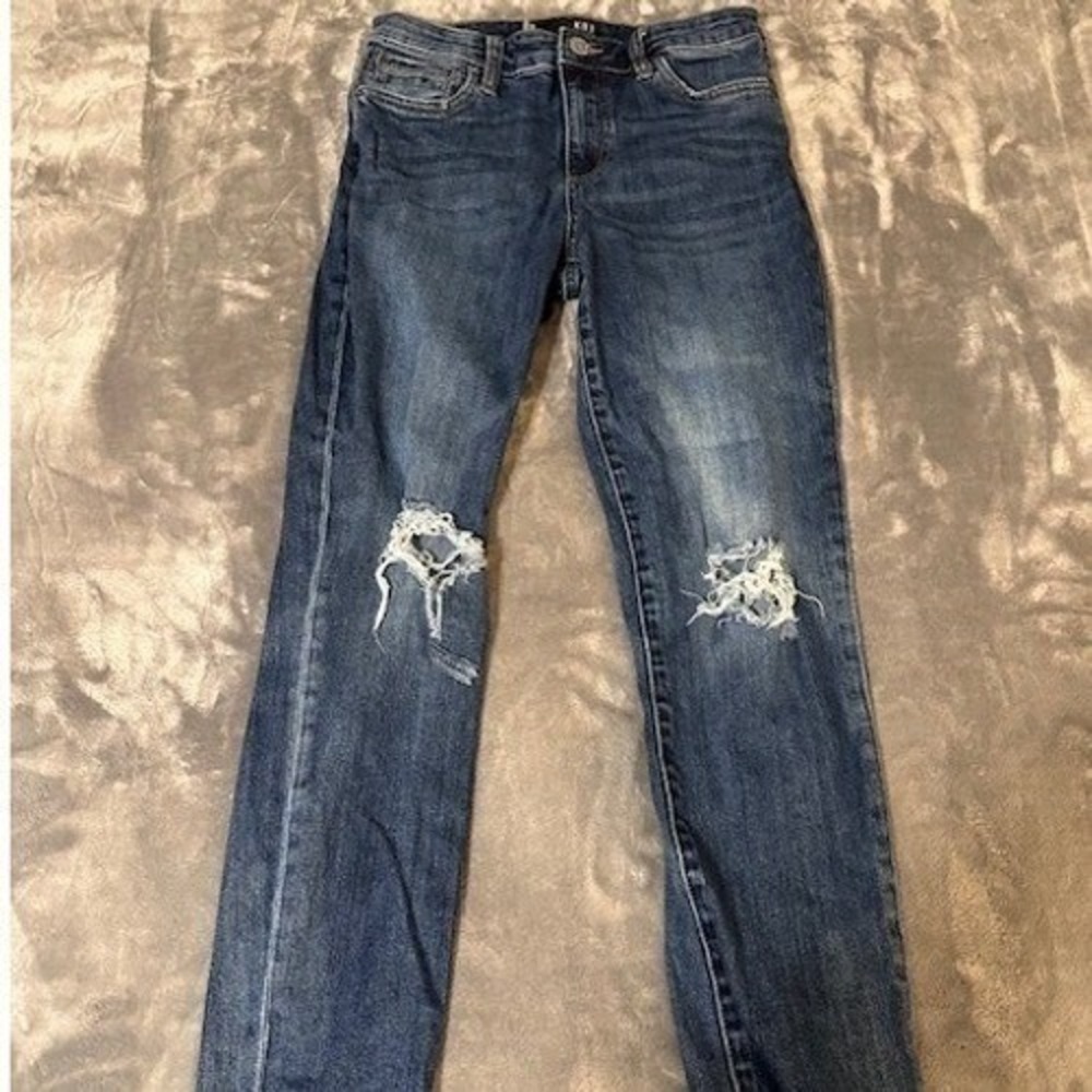 KUT from the Kloth Jeans Womens 2 Catherine High Rise Boyfriend Blue Distressed - Picture 1 of 13
